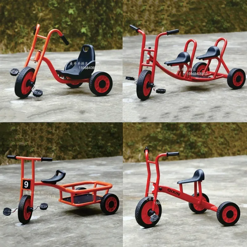 Kindergarten tricycles, children's tandem bicycles, outdoor twin bicycles, three-person cars, multi-person rotation and transfer