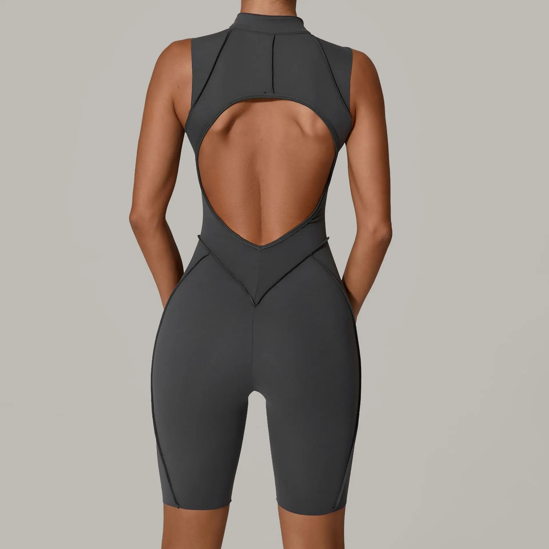 

New Backless Yoga Jumpsuit with Zipper Hollow Out Design Sports Bodysuit Running Fitness Workout Breathable Stylish Activewear