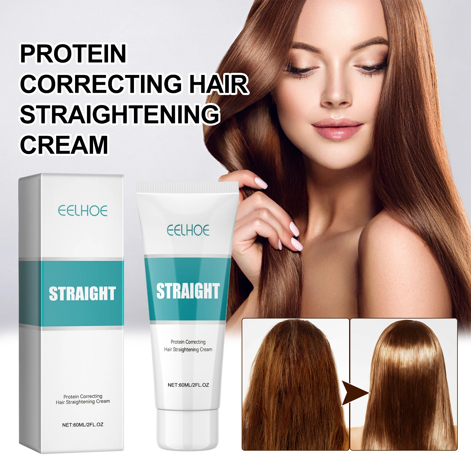 

60ml Keratin Hair Straightening Cream Professional Damaged Treatment Faster Smoothing Curly Hair Care Protein Correction Cream