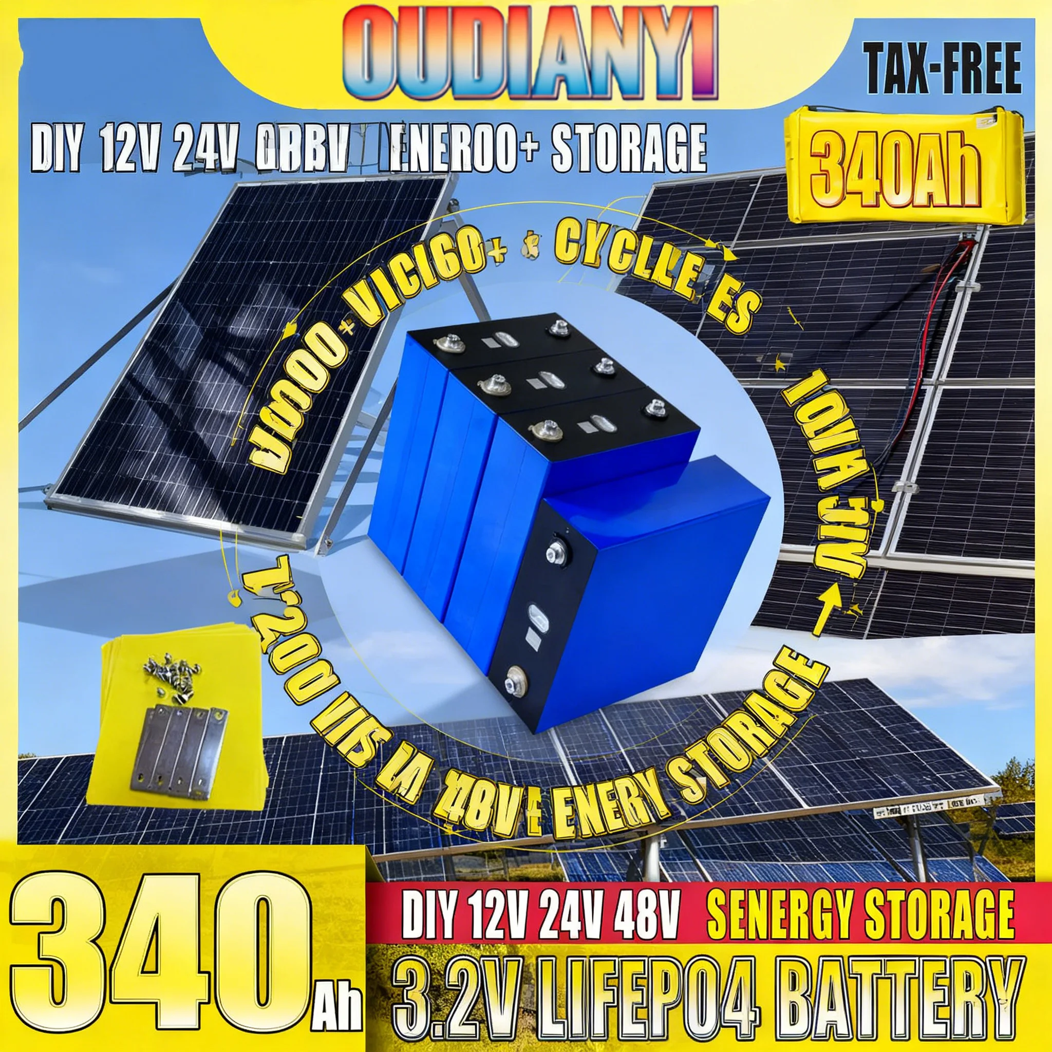 

Новый аккумулятор Lifepo4 3,2 В, 340 Ач, 10000 циклов, класс A, сделай сам, 12 В, 24 В, 48 В, автофургон, электромобилей, лодка, гольф, солнечная энергия, кемпинг, беспошлинная торговля