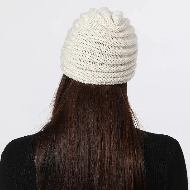 2023 New Round Bead Accessory Hat Women Wool Knitted Hats Bohemian Hijab Cap Autumn and Winter Silver Diamond Jewelry Bonnet