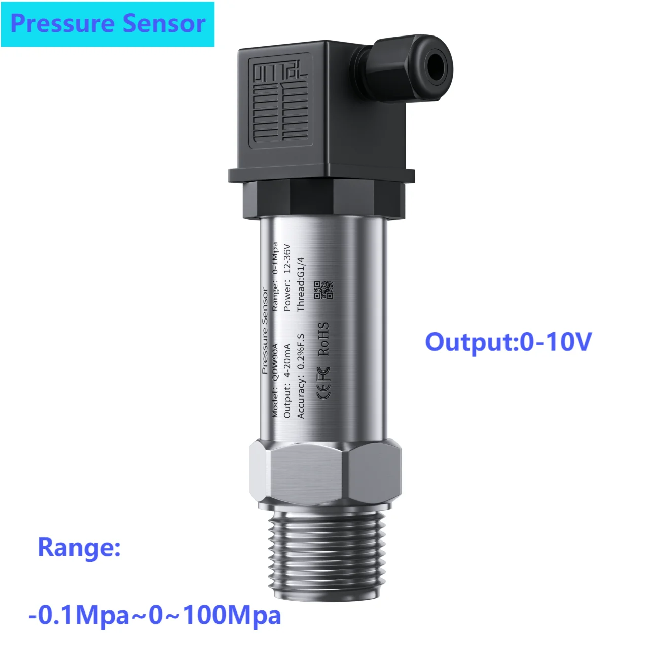 0-10V to 50Mpa Pressure Sensor Transmitter 24V supply Water Gas Oil Liquid 16Mpa gauge G1/4 NPT1/2 1Mpa 25 Mpa 30Mpa