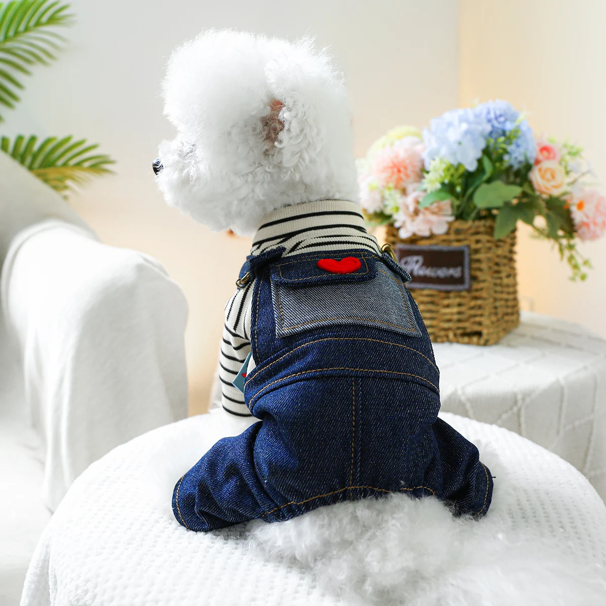 1PC Pet Clothing Spring and Autumn Love Retro Four Legged Strap Pants Suitable for Small and Medium sized Dogs