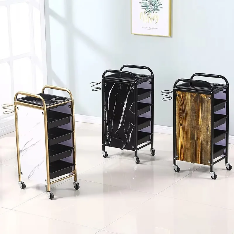 Carro de peluquería desmontable, asistente de peluquería para Spa, carrito dorado con ruedas universales, pelo sin enredos