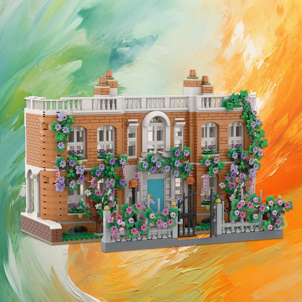 

MOC Bridgertones Art Museum Model Building Blocks Apartment Courtyard Manor City Street View Architecture Bricks Toy Gift