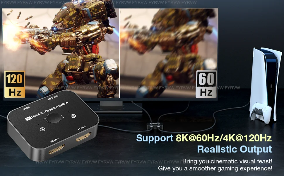 8K HDMI-kompatibler Switch Bidirektionaler 4K 120Hz 2-in-1 bidirektionaler Switcher-Konverter für PS5 HDMI-kompatibler Splitter-Adapter – Detail 3