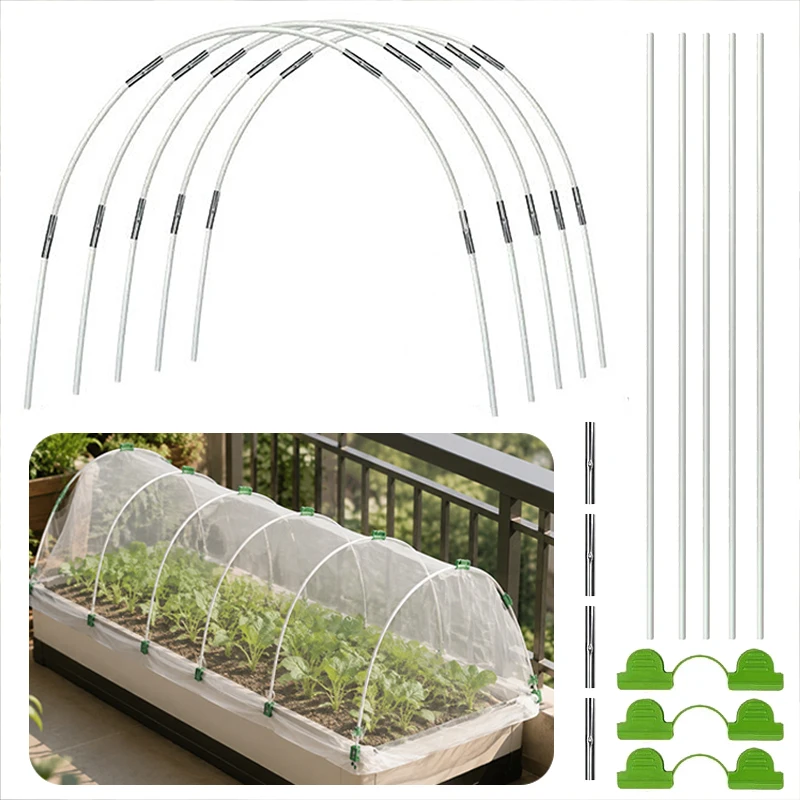 4mm Mini Greenhouse Fiberglass Rods Kit – 25Pcs Rods, 20 Connectors, 16 Clips for Small Polytunnel, Plant Hoop Support TMZ