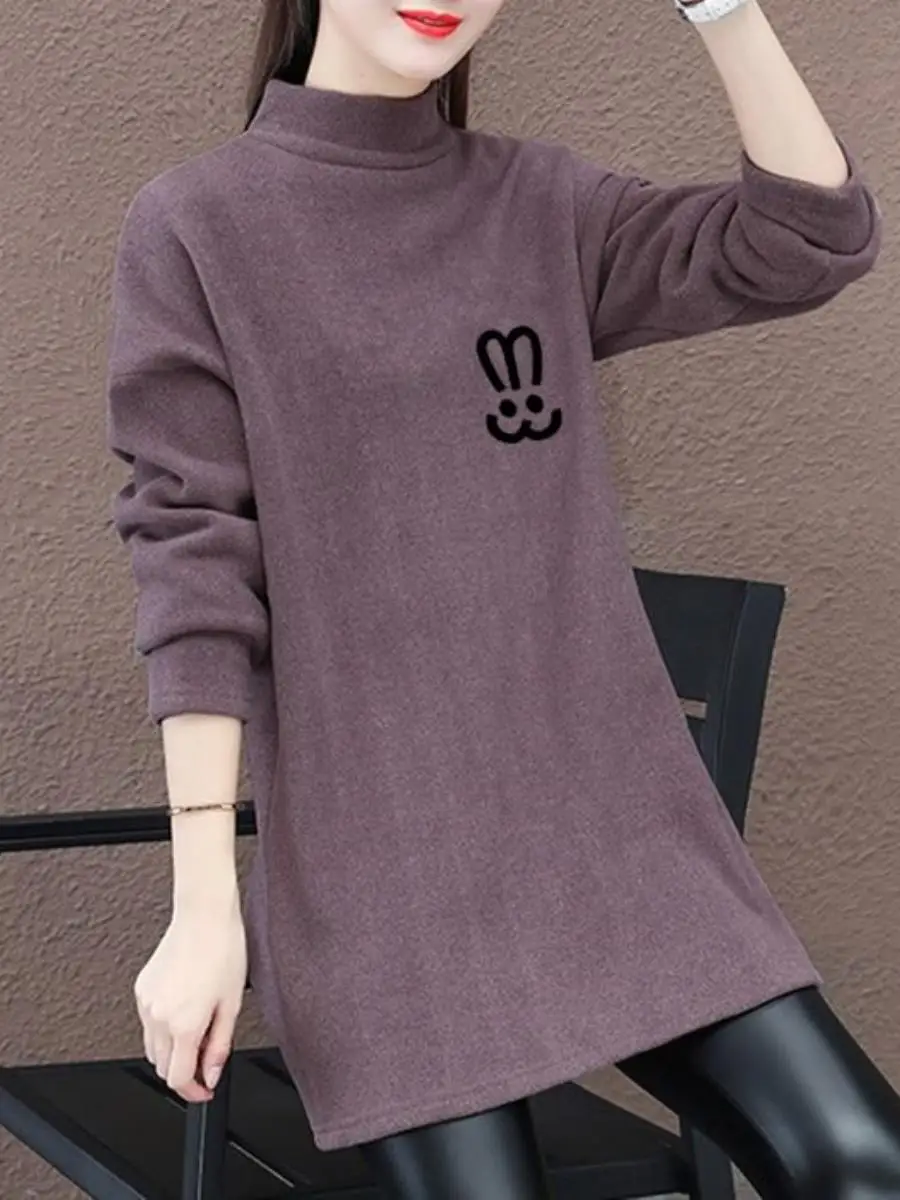 chic-loose-long-sve-t-irt-women's-autumn-winter-new-sle-f-high-collar-cartoon-dervo-tee-piece-set-base-layer