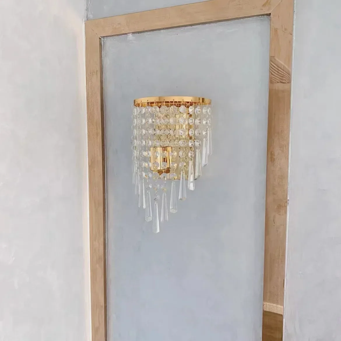 

Хрустальный современный настенный светильник, хромированное бра для гостиной, ванной комнаты - украшение для внутреннего освещения, хромная отделка, хрустальный настенный светильник