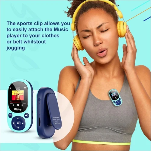 Imagen 2 del producto Reproductor de MP3 de 64 GB con Bluetooth, reproductor de MP3 Oilsky Sport Clip, mini reproductor de música portátil con radio FM, grabadora de voz, pedómetro