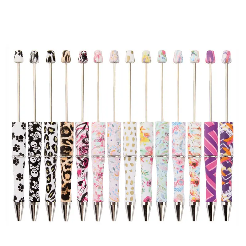 

14Pcs Plastic Beaded Pen Students Diy Ballpoint Pen Floral Beaded Pen