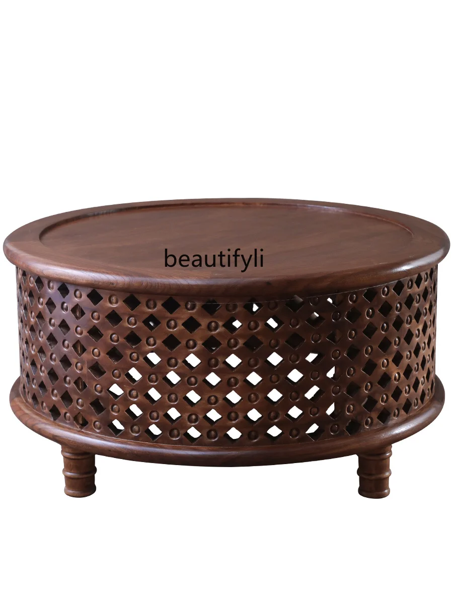 

Thai Furniture Tea Table Southeast Asian Style Old Elm round Tea Table Living Room Home Solid Wood Tea Table