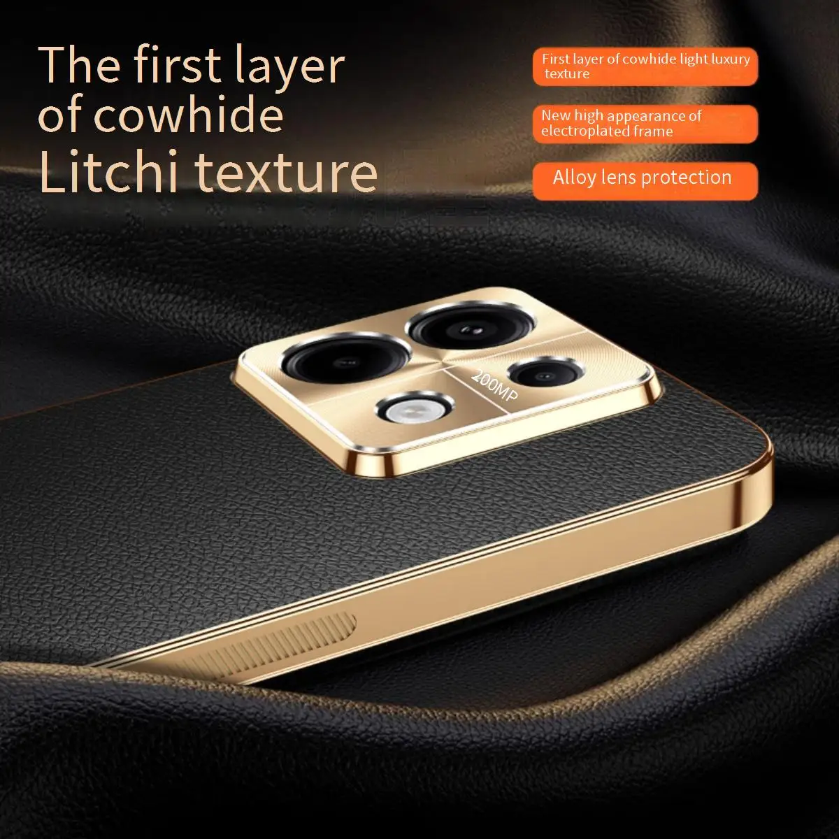 Casing Ponsel Kulit Vegan Mewah untuk Xiaomi Redmi Note 13 Pro Pro + Pelindung Lensa 5G Tahan Benturan untuk Penutup Belakang Xiaomi Poco X6