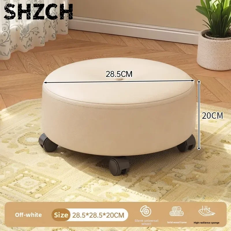 Rolling Stool with Silent Wheels, Compact Home Chair for Cleaning or Kids, Solid Wood Frame, Resilient Sponge, 360° Swivel