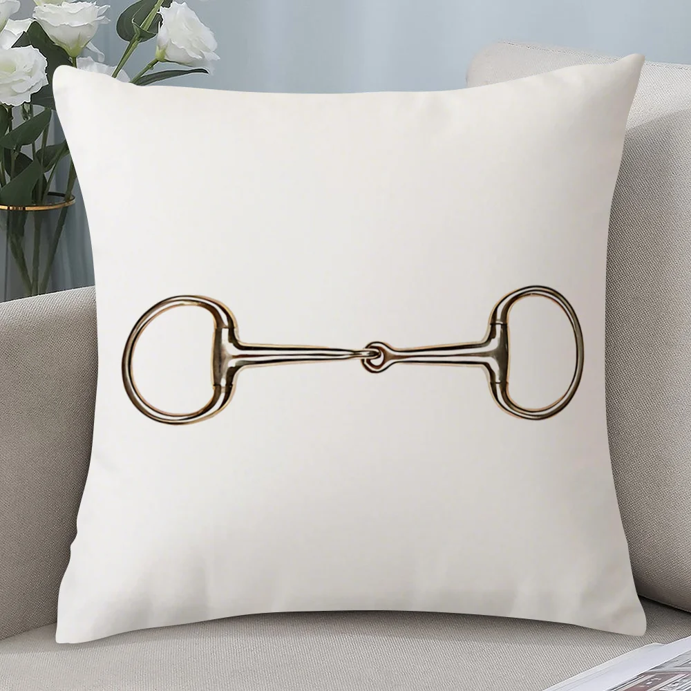 1pcs pillow cover short plush equestrian horse bit metallic cushion cover for living room bedroom western decor 45x45cm18x18in