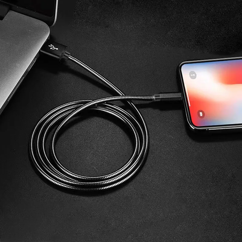 66W 6A Type C Charge Data Cable Spring Metal Braided For Xiaomi 12Pro  K60 Samsung S6 S7 Huawei P40 P60 Android Phone USB C Cord