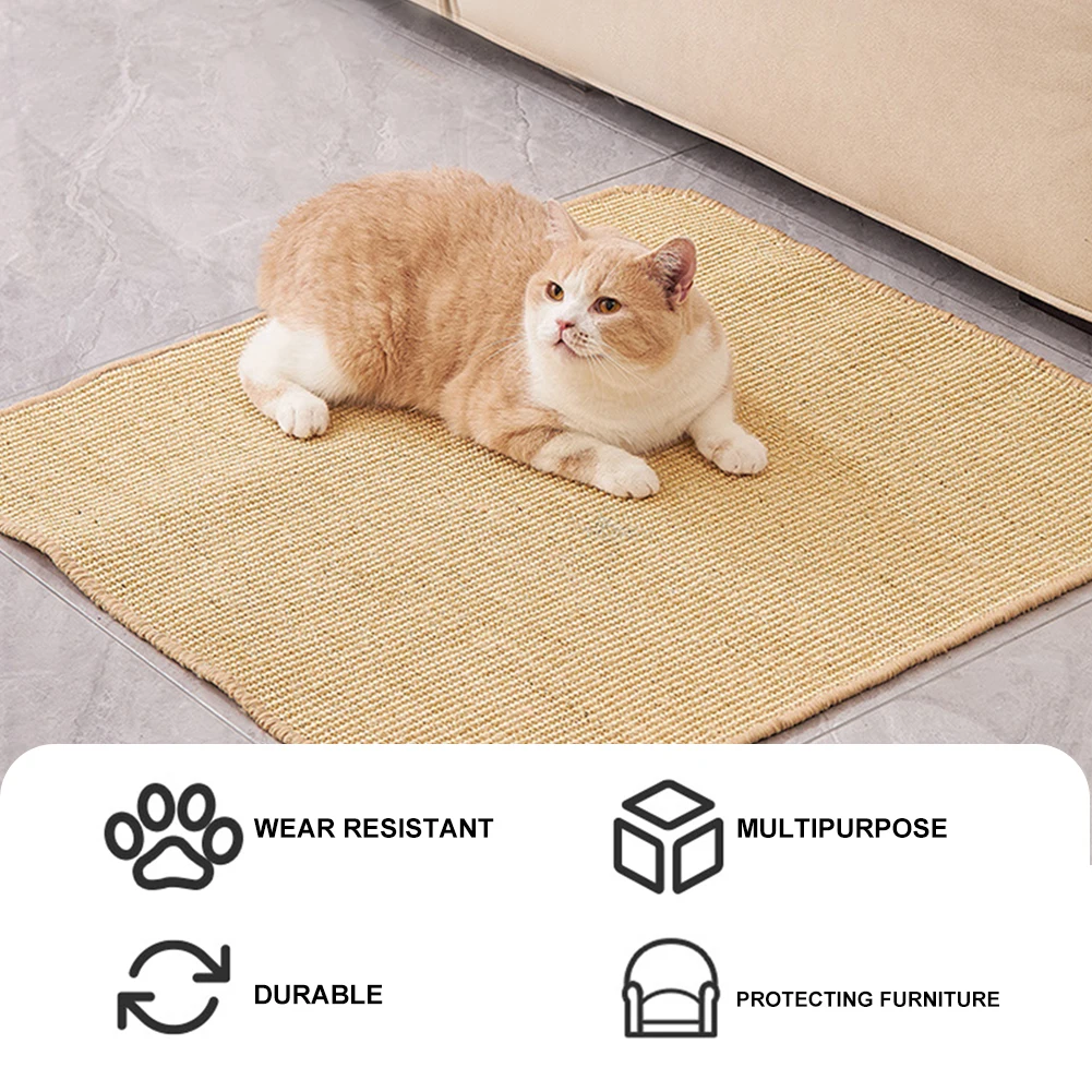 Alfombra rascadora para gatos, rascador de pared con cintas adhesivas, almohadilla rascadora para gatos de Sisal, rascador Horizontal para gatos, protege muebles y paredes