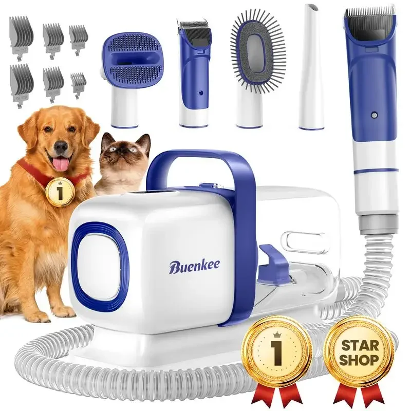 Pet Grooming Kit with  Vacuum, Dog Clipper, Pet Grooming Shedding Brush, Cleaning Tool in 1, Low Noise Dog Vacuum for Dogs Cats