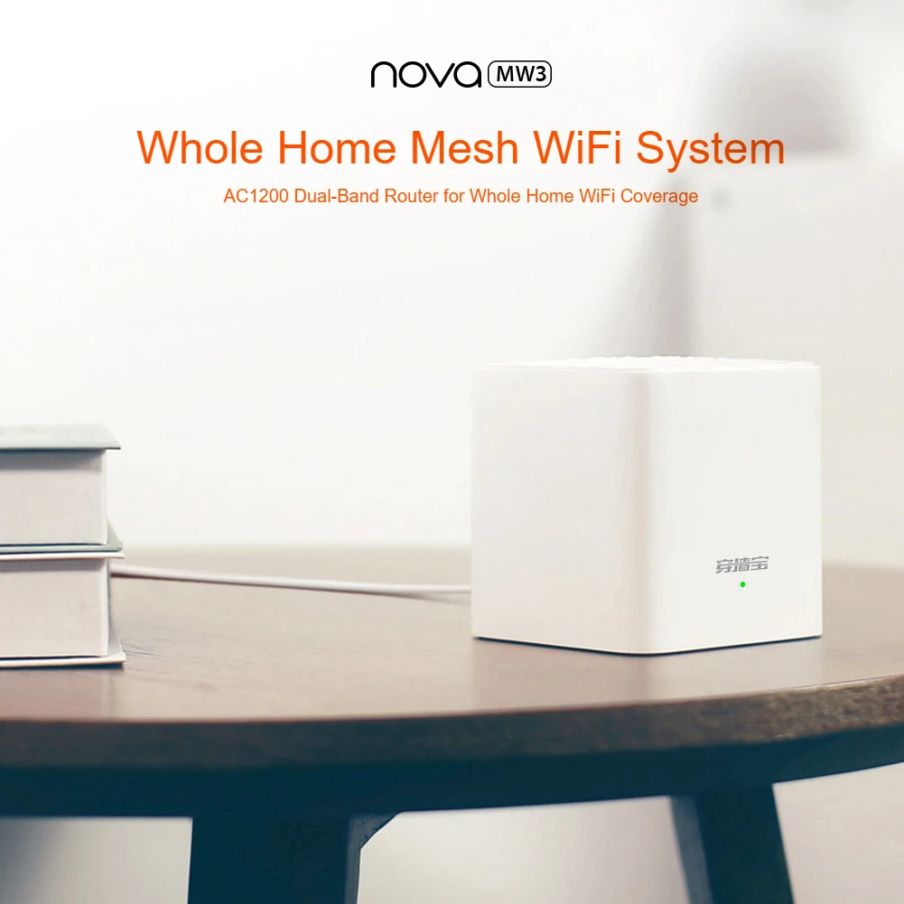 Tenda Nova MW3 Wifi Router AC1200 Dual-Band for Whole Home Wifi Coverage Mesh WiFi System Wireless Bridge, APP Remote Manage