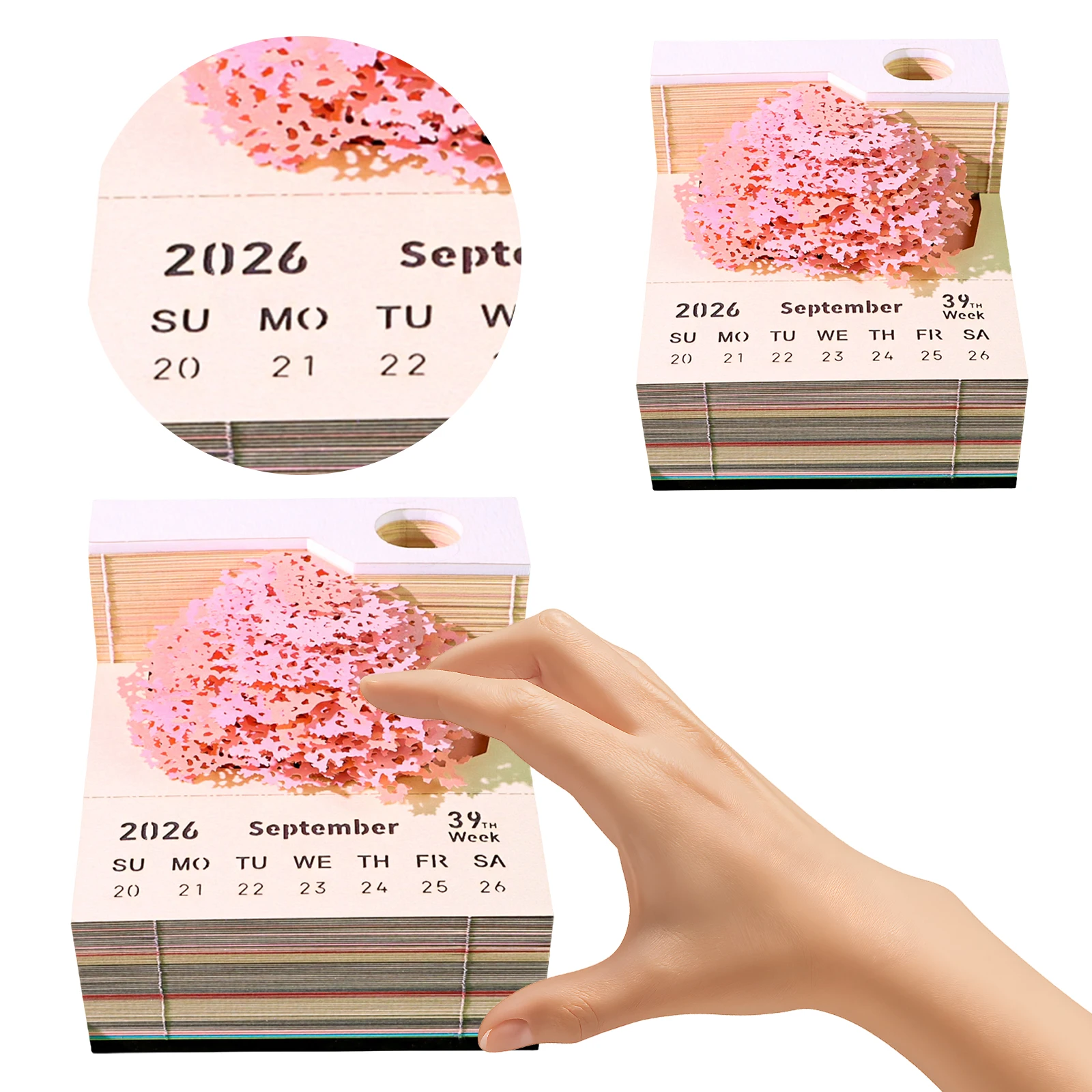 

Time Piece Calendar 2026 3D Calendar 2026 3D Art Calendar Paper Carving Art Memo Pad Notepad Christmas Gift for Colleague Friend