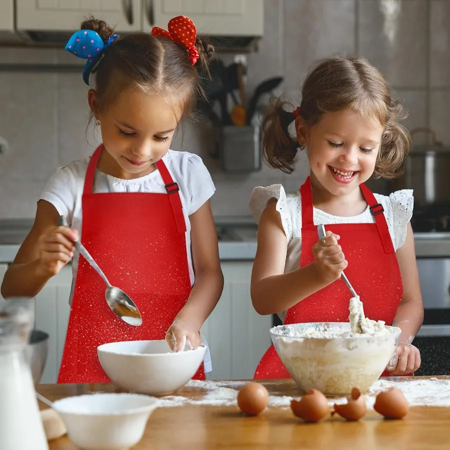 20 قطعة من مآزر حمراء قابلة للتعديل مع جيب مثالية للرسم أنشطة الطبخ والخبز متينة ومريحة