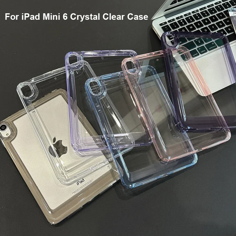 

Чехол для iPad Mini 6 A17 Pro 2024, чехол для планшета, кристально чистый противоударный жесткий чехол для ПК, прозрачный бампер для iPad mini 7 케이스