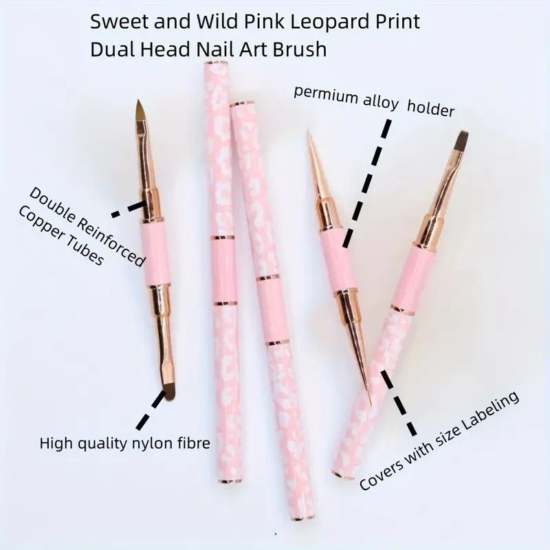 فرش تزيين أظافر أكريليك مزدوجة الأطراف ، بطانة طلاء أظافر جل احترافية ، طلاء زهور ، أدوات تجميل الأظافر بالرسم ، 5 * * #3