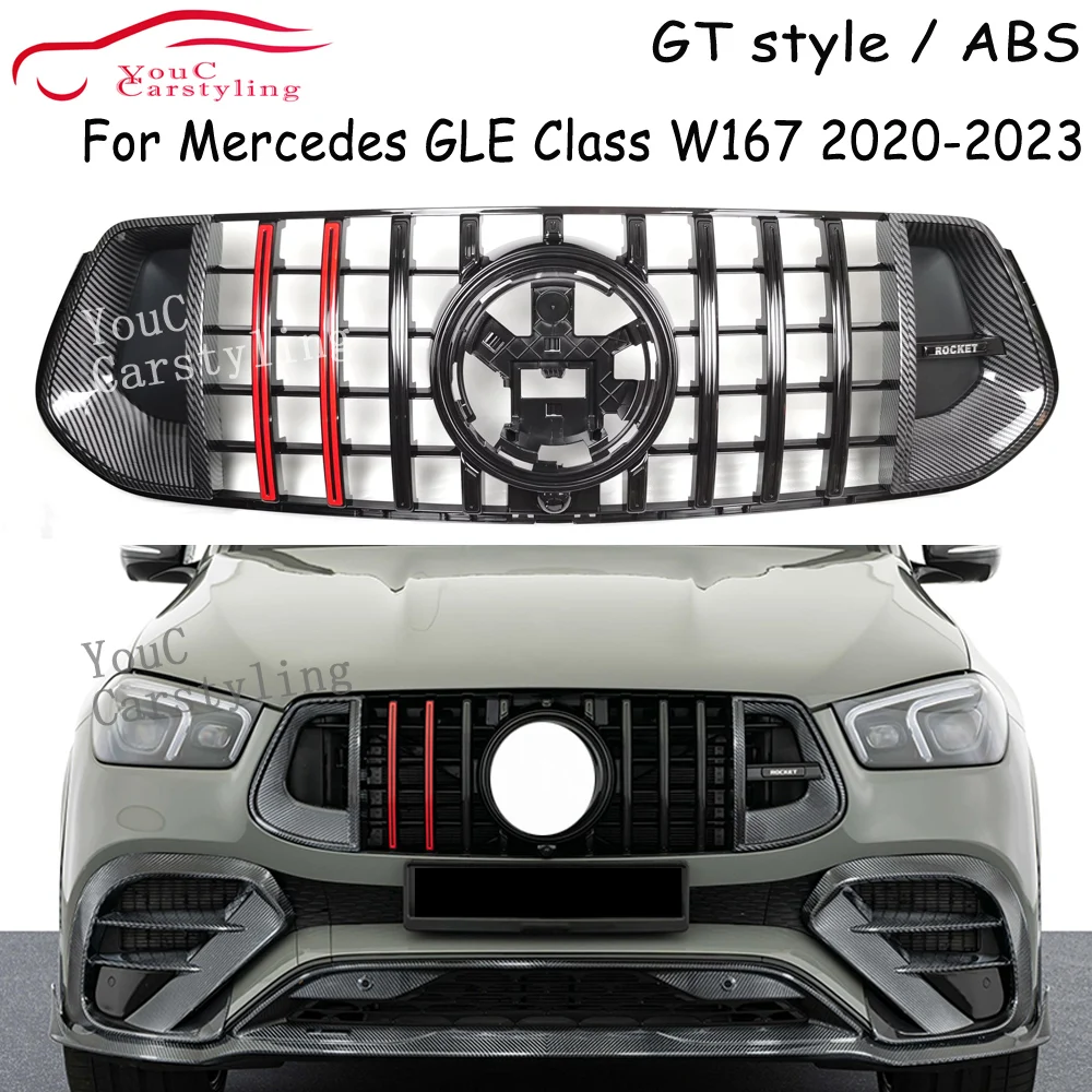 

V167 GT Grill For Mercedes Benz GLE Class W167 GLE350 GLE400 GLE450 GLE53 SUV Sport Deluxe Edition 2020-2023