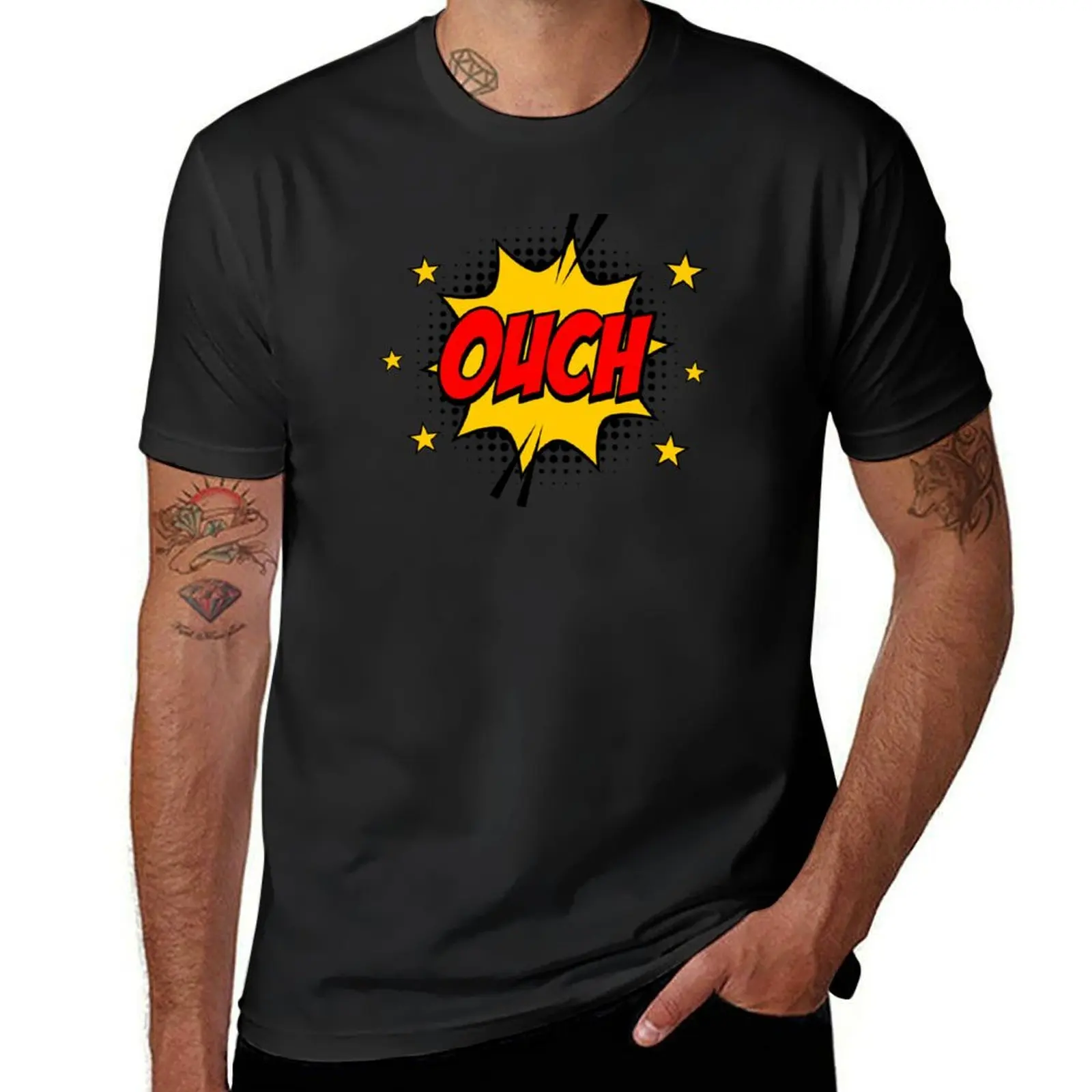 

Ouch T-Shirt man t shirt anime stuff gifts for boyfriend Anime t-shirt fitted t shirts for men