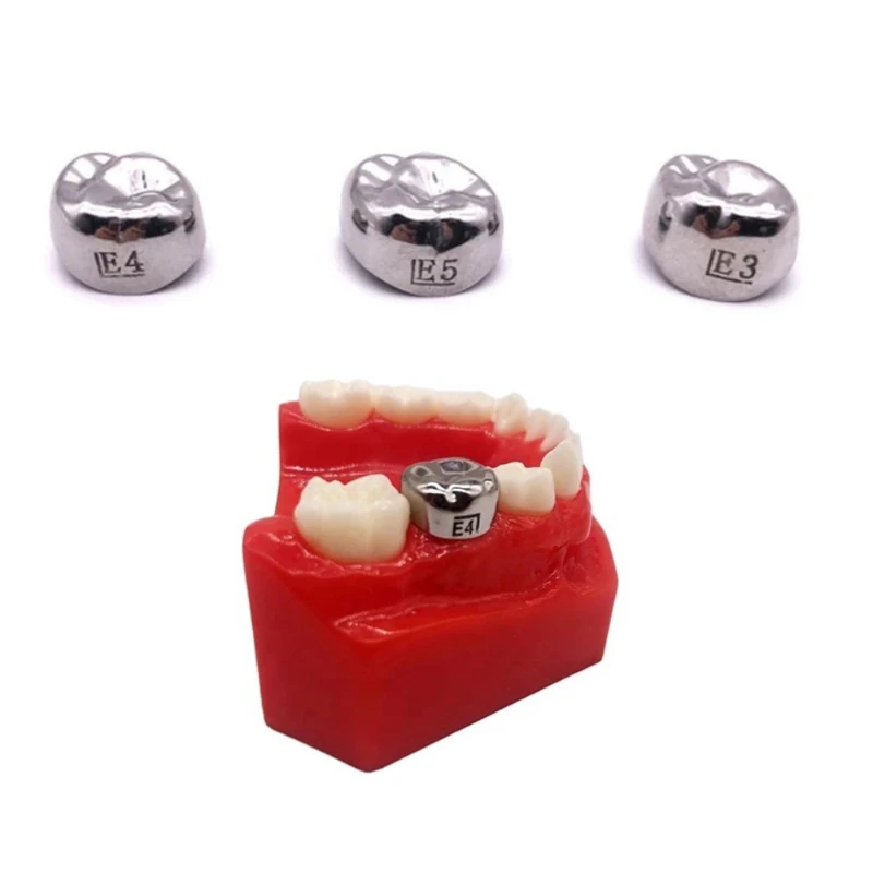 

48Pcs/Box Stainless Steel Temporary Crowns Pre-formed Molar Crowns for Children Orthodontic Dentistry Metal Primary Teeth Crowns