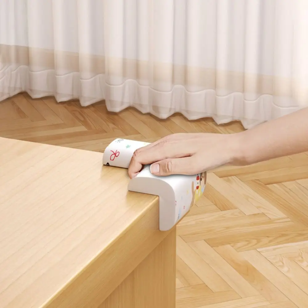 4Pcs Cartoon Pattern Desk Edge Guard Corner Self-adhesive Baby Safety Wall Corner Protector Soft Thicken Anti Collision Cushion