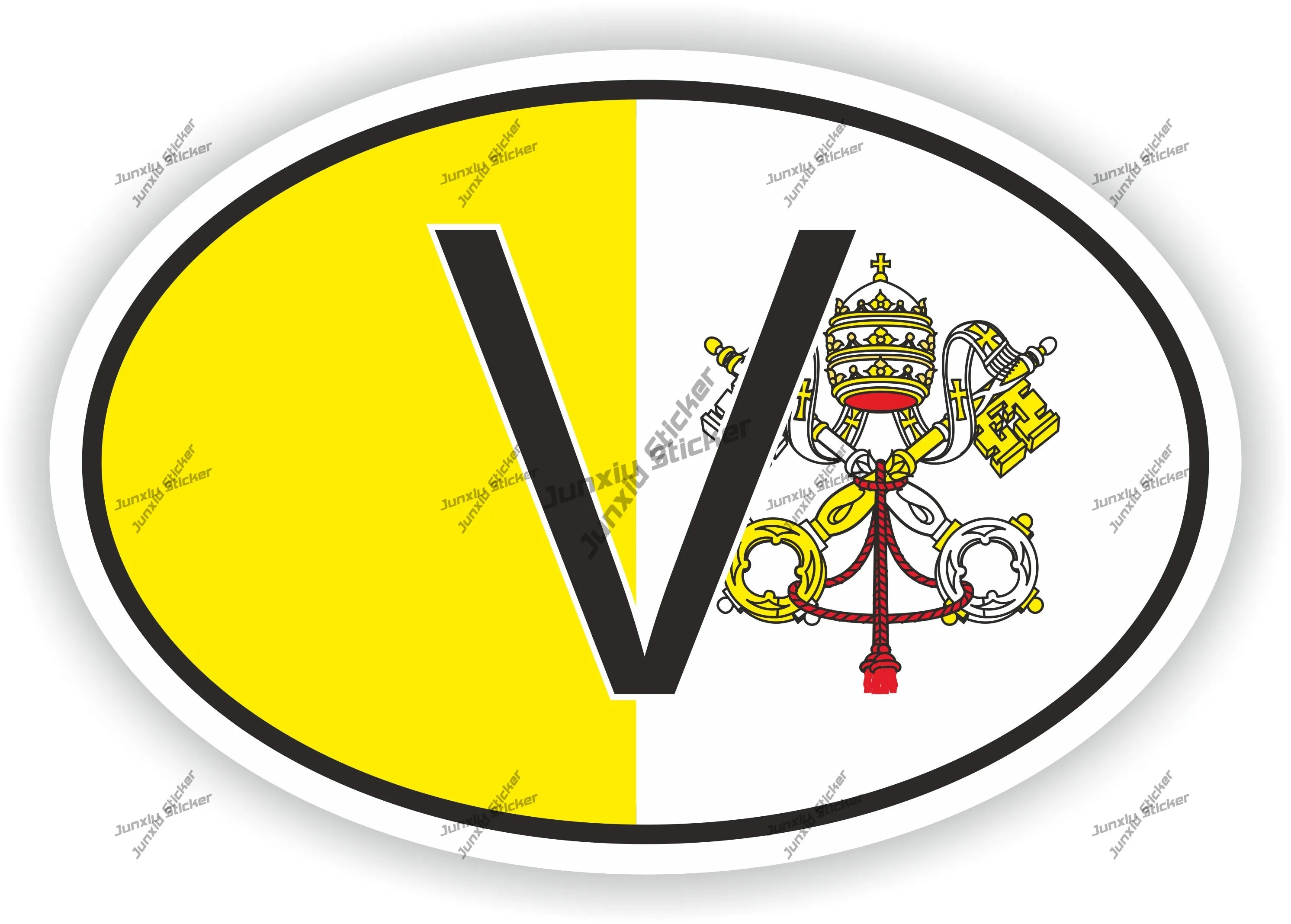 

Vatican Country Code V Flag National Emblem Oval Sticker Accesorios Para Auto Tuning Accessories Engine Cover Decor Graphic Deca