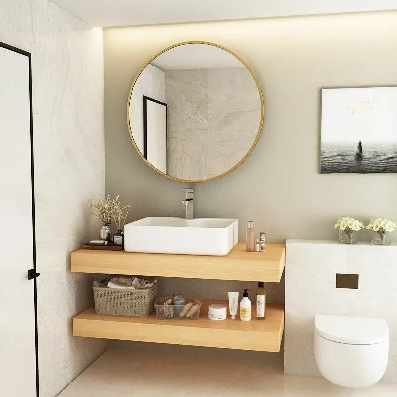 for Homestay Simple Wash Basin Cabinet Combination Bathroom Cabinet Ceramic Integrated Basin Small Apartment Bathroom Cabinet