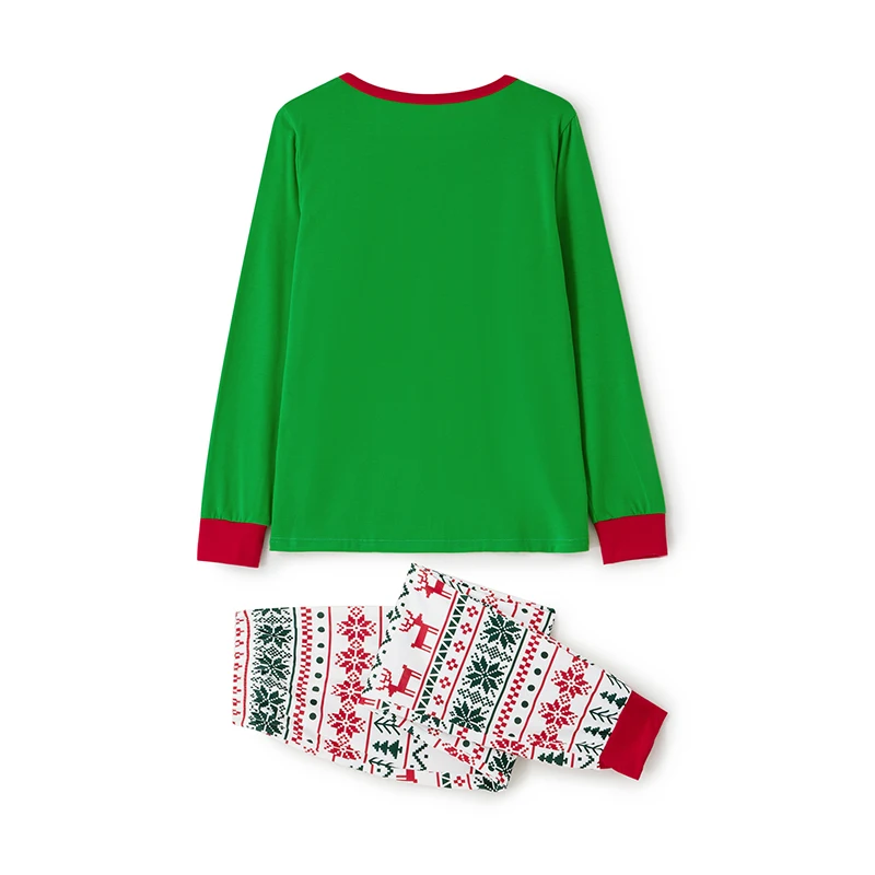 Christmas Family Matching Pajama Set Santa Claus Letter Print O-Neck Long Sleeve Tops Floral Long Pants for Kids and Adults