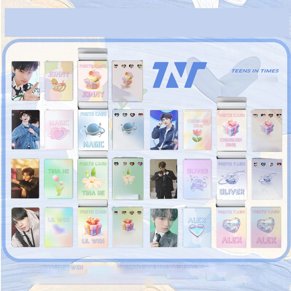 50pcs KPOP TNT Laser Photo Card MaJiaQi LiuYaowen Boxed LOMO Card YanHaoXiang DingChengXin SongYaXuan Fans Collection Gifts