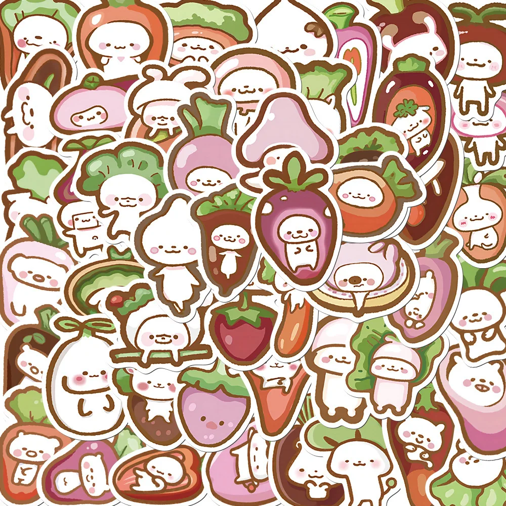 

50Pcs Fruit Vegetables Carrot Stickers Funny Plant Cartoon Decal Notebook Phone Guitar Skateboard Waterproof Sticker