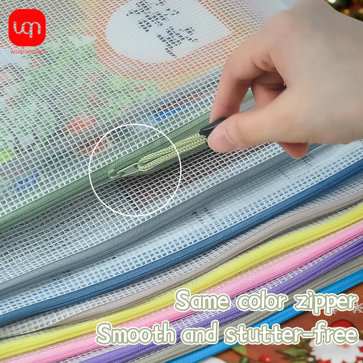 

WQN 5/10/15/20pcs Transparent Design Shallow Large Capacity Storage Mesh Bags, Smooth Zipper, Dustproof, Multifunctional School