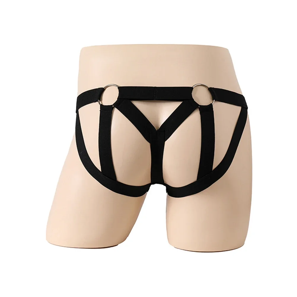 Men Sexy Steel Ring Hip-Lifting Briefs Low Waist Underwear Nightclubs Panties Hollow-Out Breathable Underpants