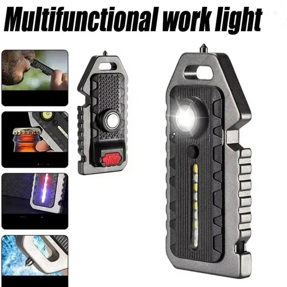 

COB LED Mini LED Flashlight Super Bright 5 Modes Adjustable Emergency Torch Bottle Opener USB Rechargeable Keychain Flashlight