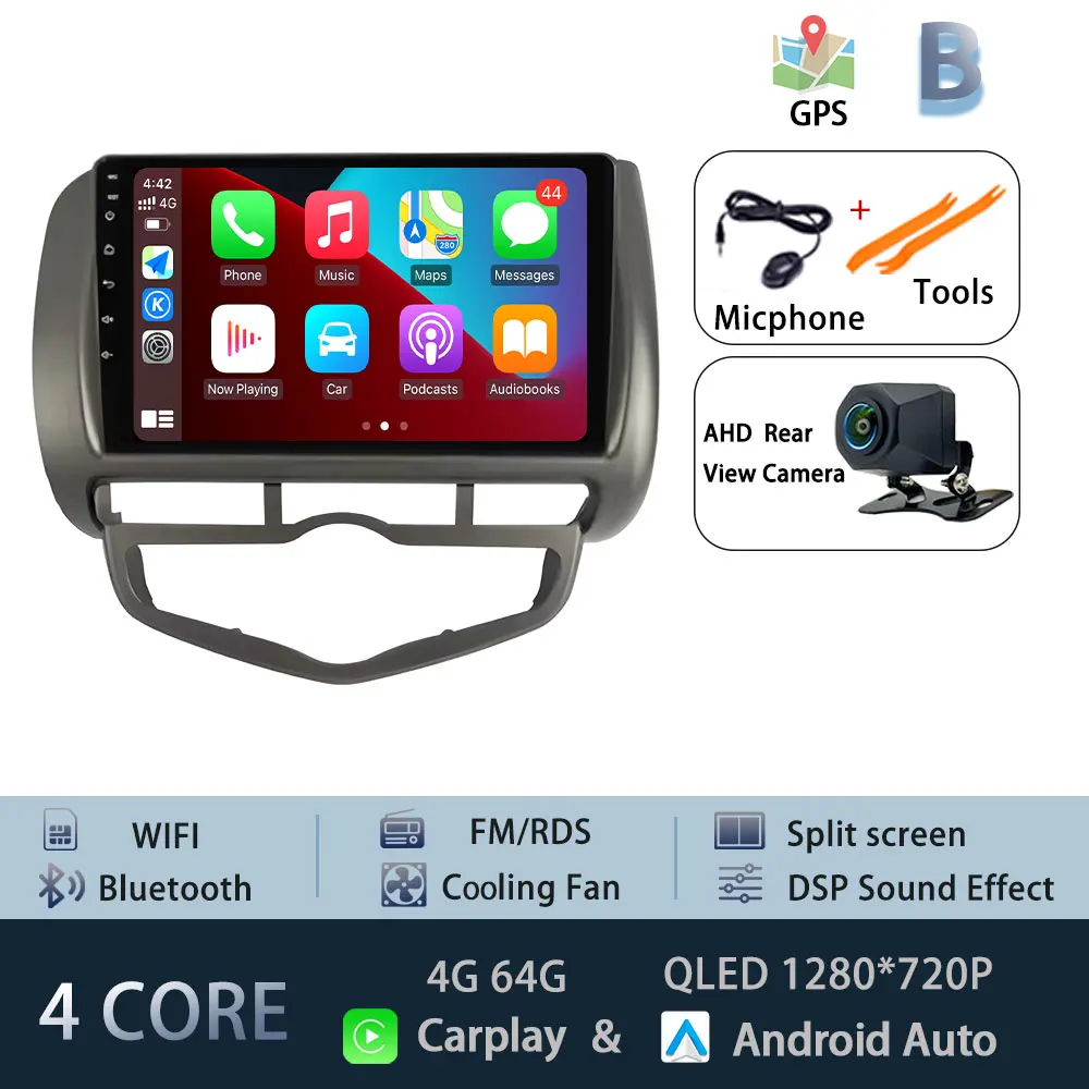 Voor Honda Fit Jazz 2002-2008 LDH RDH Autoradio Audio Mulltmedia Speler Android Intelligent Systeem GPS Navi DPS 4G Carplay WiFi