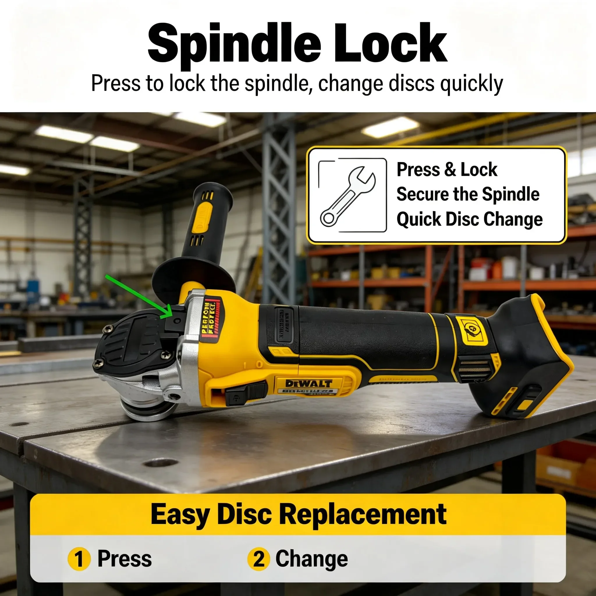 DEWALT DCG405 125mm Cordless Grinder, Safety Protection Design, For Rust Removal and Stone Trimming