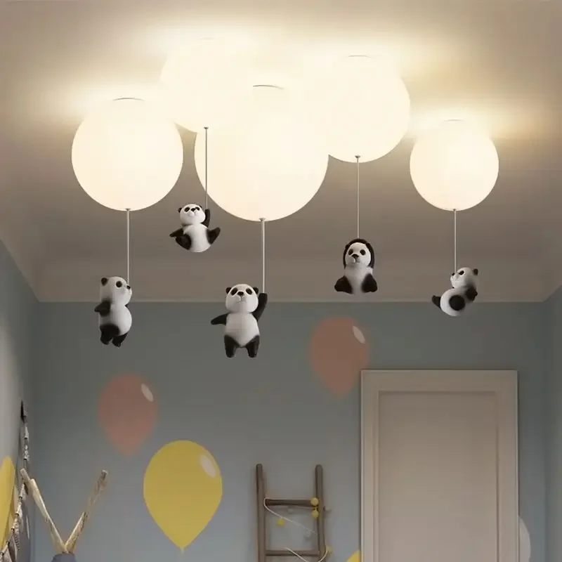 Panda LED Hanging Chandelier Balloon Light Cartoon Bear Kid\'s Bedroom Living Room Decor Aisle Pendant Lamps Preschooler Fixtures