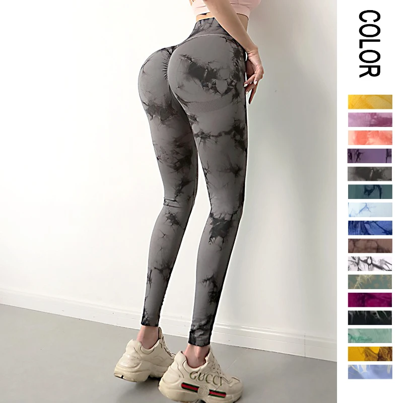 

Women Tiedye Gym Leggings Seamless Mujer Push Up Booty Pants Scrunch Sports Fitness High Waist Workout Yoga Leggins Drop Ship