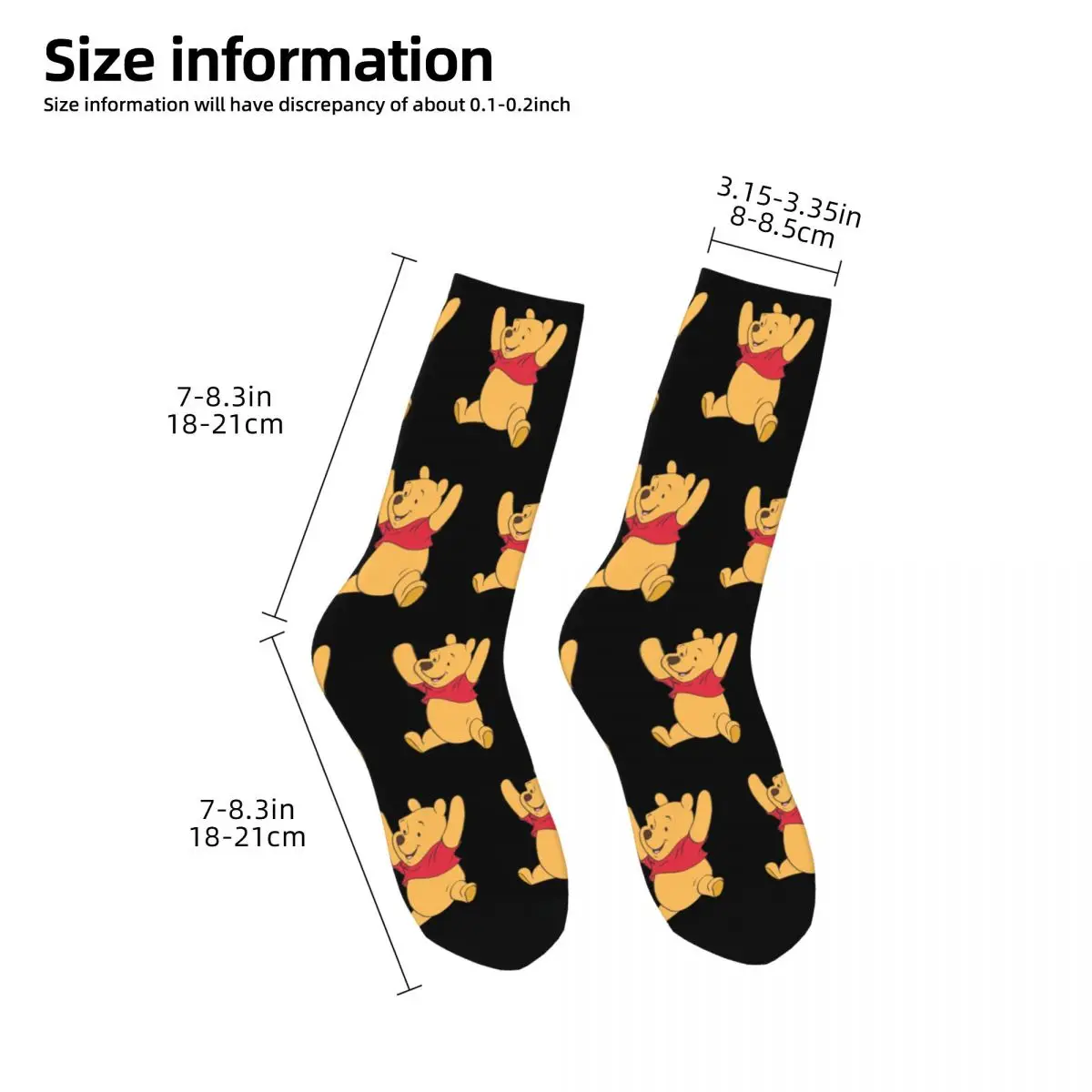 Autumn Winter Retro Women Men Winnie The Pooh Socks Breathable Skateboard Socks