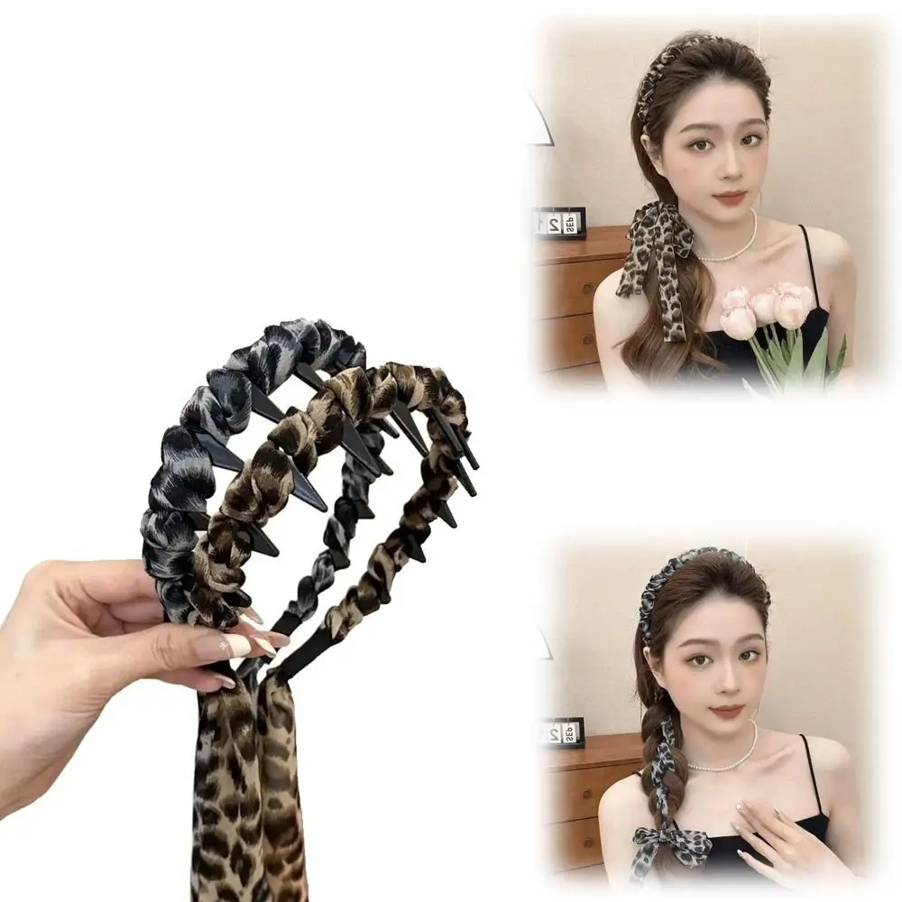 

New Retro Fabric Hair Bands High Top Headpiece Women Elegant Hair Ornament Non Slip Hair Band Adjustable Bow Braided Headbands