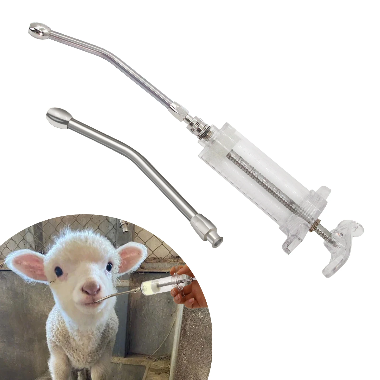 20ml/30ml/50ml Lamb and Goat Kid Feeding Kit 2-Clear Tube Adjustable Parrot Feeding Syringe for Dog Piglet Rabbit Bird Feeding