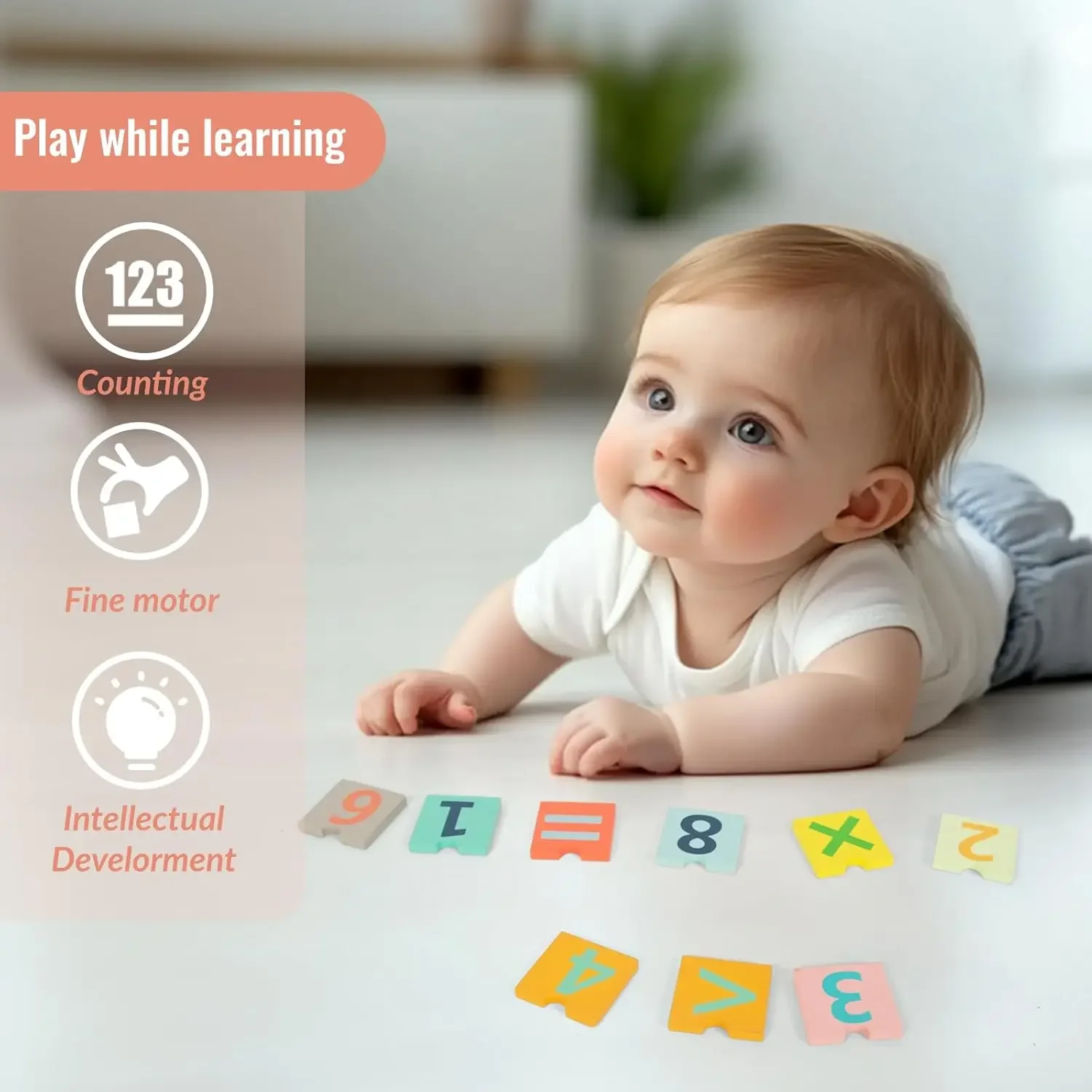 Wooden Toys for Toddlers, Shape Sorter Montessori Stacking Toys Educational Recognition Number Puzzle, Early Preschool Learning