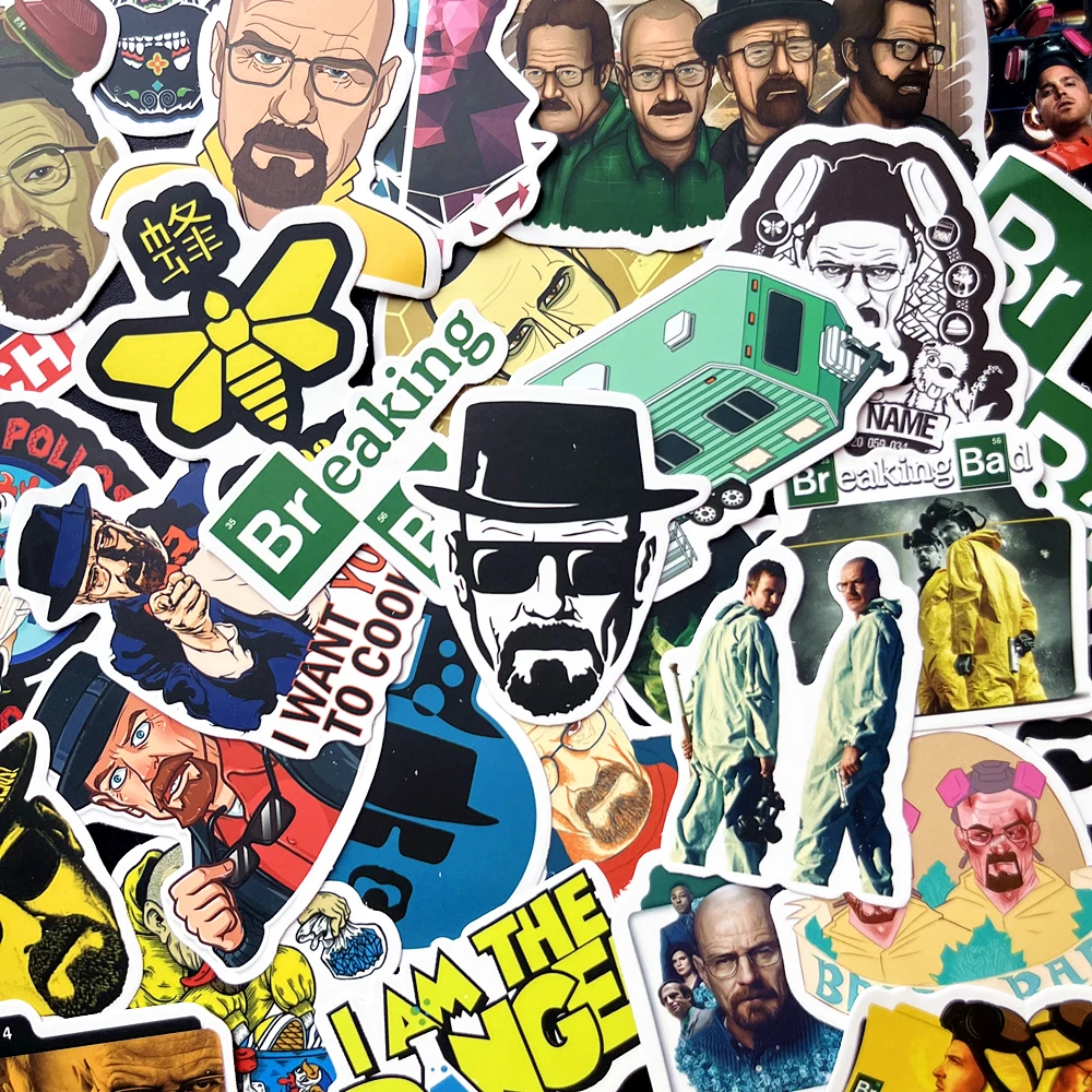 50Pcs New Hot U.S. drama Breaking Bad Stickers Graffiti For Luggage Skateboard Phone Laptop Bicycle Wall Guitar Scrapbooking