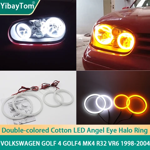 1 Garantia Durável SMD Algodão Luz Switchback LED Angel Eye Halo Anel DRL Kit Para Volkswagen Golf 4 golf4 MK4 R32 VR6 1998-2004