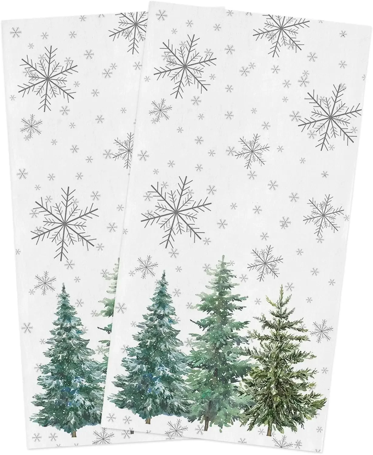 Christmas White Snowflake Kitchen Dish Tea Towels Cleaning Supplies Quick Drying Bar Hand Dishcloths Navidad Decorations